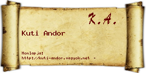 Kuti Andor névjegykártya